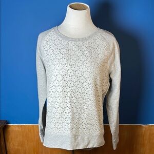 Gray Lace Front Sweatshirt